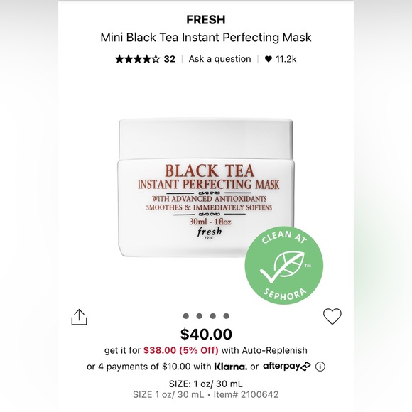 Fresh Black Tea Instant Perfecting Mask 1 oz - Picture 3 of 5